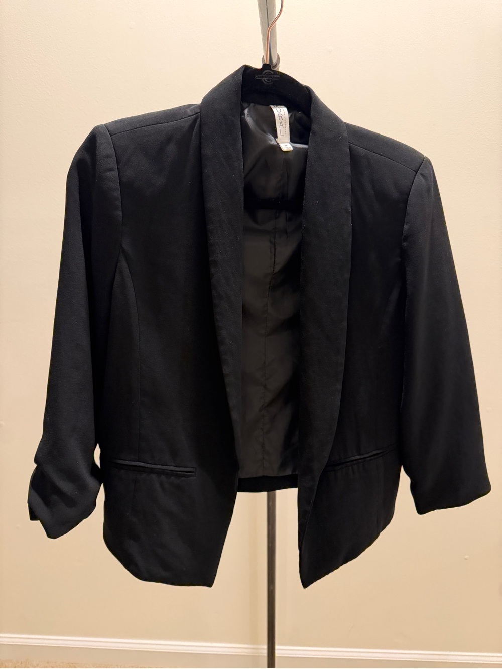 Mural Black Open-Front Women's Blazer